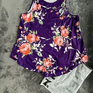 SHEIN Purple Floral Camisole with Coral Roses